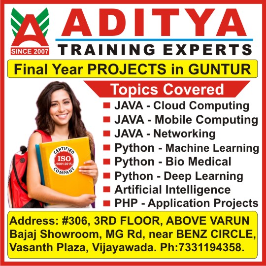 Final Year Projects in Vijayawada, Best Final Year Projects Institutes in Vijayawada - Aditya Training Experts Vijayawada