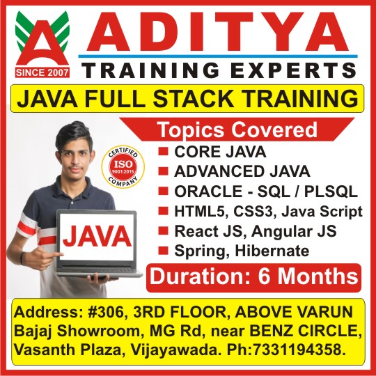 Java Full Stack Course in Vijayawada, Best Java Full Stack Training Institute in Vijayawada - Aditya Training Experts