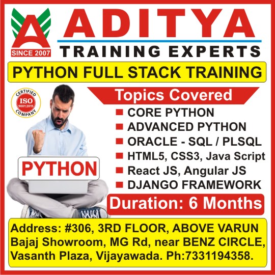 Python Full Stack Course in Vijayawada, Best Python Full Stack Training Institute in Vijayawada - Aditya Training Experts